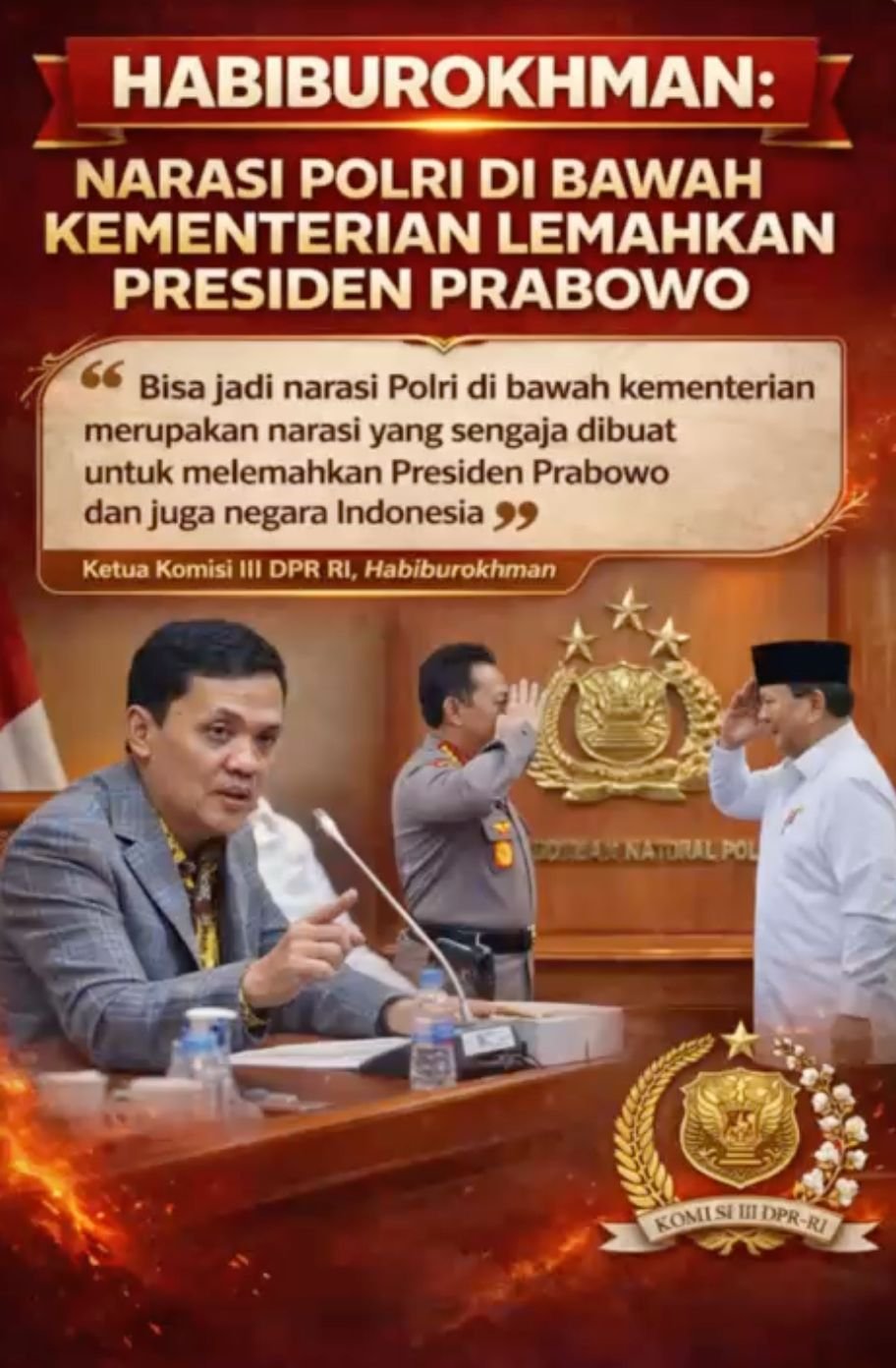 Sapulidi News : Habiburokhman: Narasi Polri di Bawah Kementerian Lemahkan Presiden Prabowo